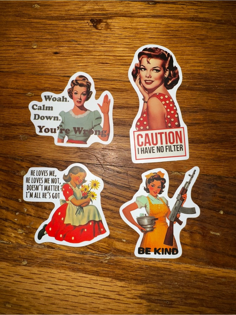 Source Unknown Retro Pin-Up Sticker Set - Red, Green, Yellow, Orange, Blue